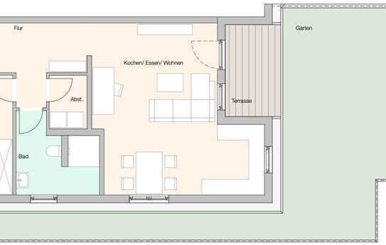 Moderne 2-Zimmer Erdgeschosswohnung mit privatem Garten im Neubau (2-2)