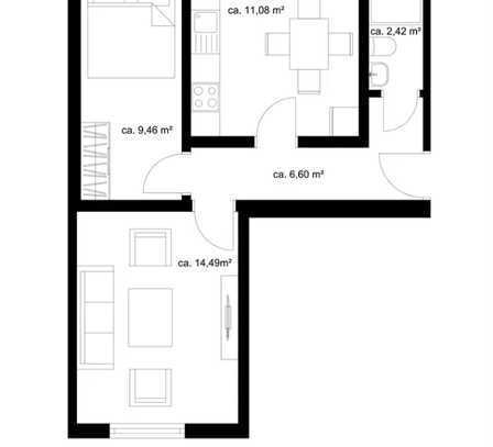 Möbliertes, 14m² WG-Zimmer ; STROM + WLan inkl.