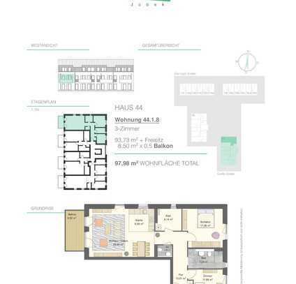 ** Erstbezug im Neubauprojekt "Vier Linden" / 3-Zimmer-Wohnung **