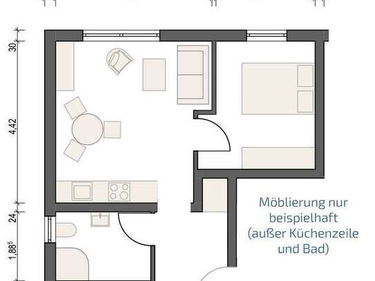 Kernsaniertes 2-Zimmer-Appartement