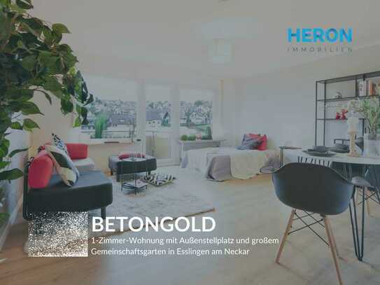 BETONGOLD in Esslingen - 1-Zimmer-Wohnung mit Außenstellplatz und großzügigem Gemeinschaftsgarten