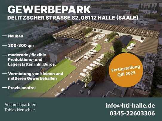 Ab QIII 2025 verfügbar - Neubau Gewerbepark (Produktions- und Lagerhallen) 300-800 qm