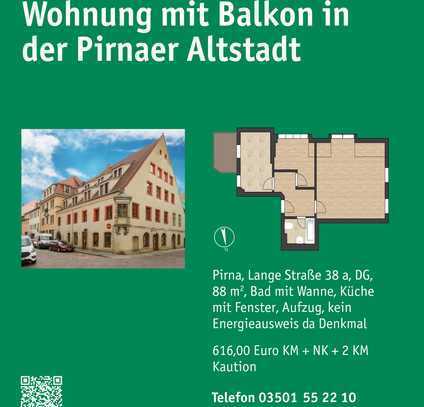 +++ Angebot des Monats Oktober: Zwei-Raum-Wohnung mit Balkon in der Pirnaer Altstadt +++