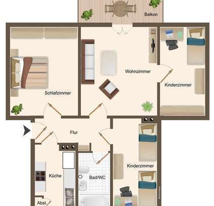 Gepflegte und Renovierte FAMILIENWOHNUNG mit SONNENBALKON