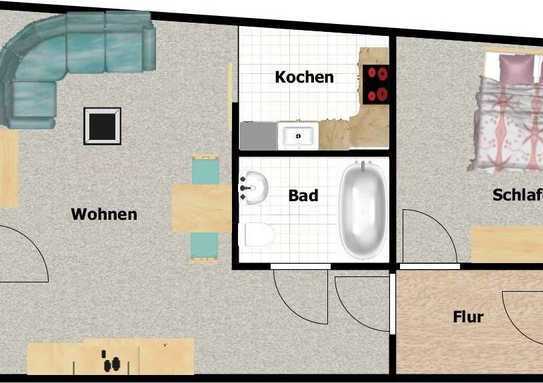 Pärchenwohnung mit 2-Zimmern und Balkon