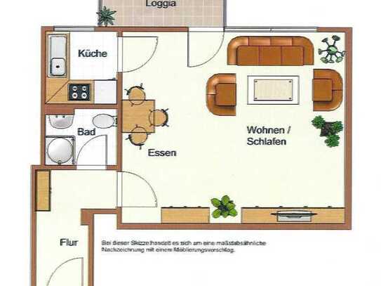 1-Zimmerwohnung mit Balkon und PKW-Parkplatz