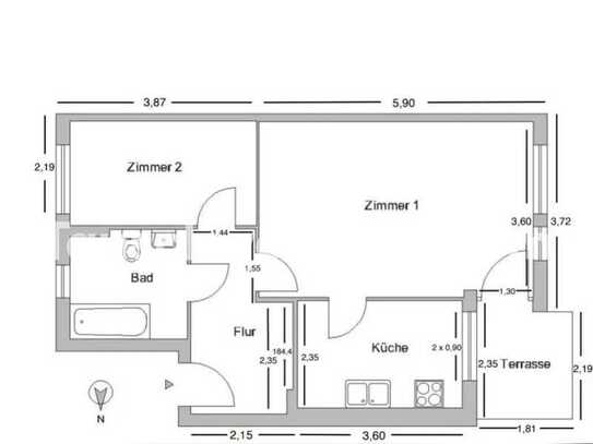 Tauschwohnung: 2 Zimmer Wohnung mit Balkon und Einbauküche