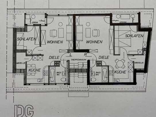 Lev.-Opladen: Penthouse-Whg., 2-Zi., 60 m², Fußbodheiz., Parkett, Bw&Süd-Loggia, Bhf-Nähe ab 1.3.25