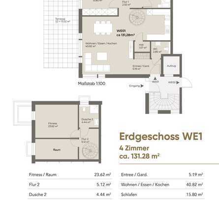 Keine Heizkosten! 5 Zi.-Variante möglich**Maisonette-Gartenwohnung mit Sonnenterrasse**