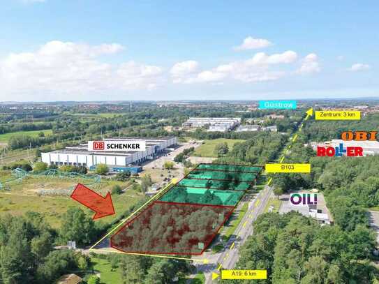 Werbewirksames Gewerbe-Eckgrundstück an der B103! 3 km ins Zentrum und 6 km zur BAB 19