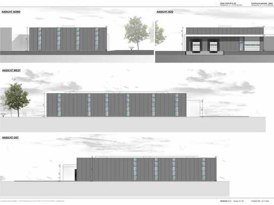 Gewerbehalle mit zwei Rampen / Vorsatzschleusen