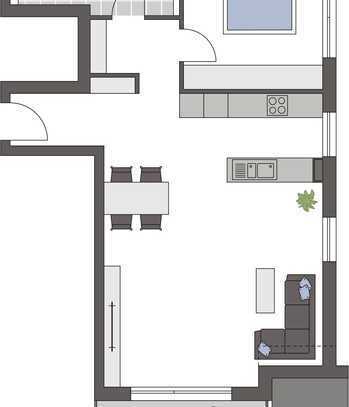 Raumwunder: Großzügige 2-Zimmer-Dachgeschoss-Wohnung mit großem Balkon