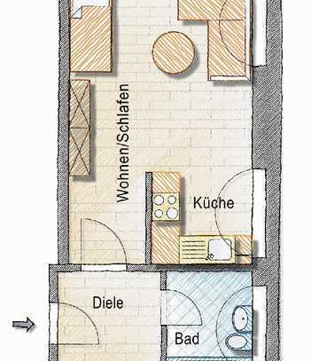 Single-Wohnung im Zentrum von Penig mit grünem Innenhof !