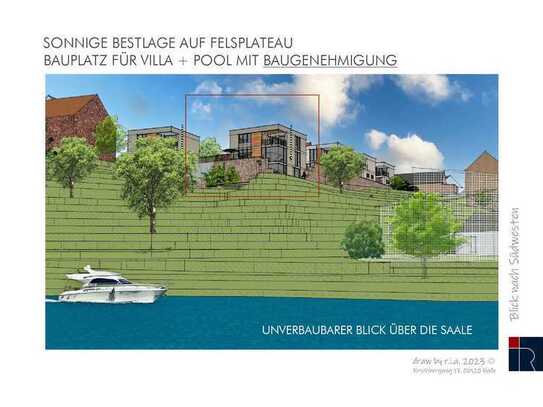 Grundstück a.d. Saale mit Planung & Baugenehmigung für Villa