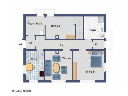 Vermietet wird eine helle 2 Zimmer wohnung Einliegerwohnung mit separate Abstellkammer und EBK Tera