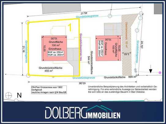 Baugrundstück für 4 Neubau-Reihenhäuser in idyllischer Lage fußläufig zum Großensee!