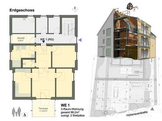 Neubau / Erstbezug EG 3-Zimmer-Wohnung mit Terrasse in Mühldorf am Inn Neubau / Erstbezug