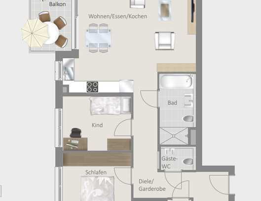 Komfortable 3,5 Zimmer Wohnung mit schönem Westbalkon! - In Korntal!