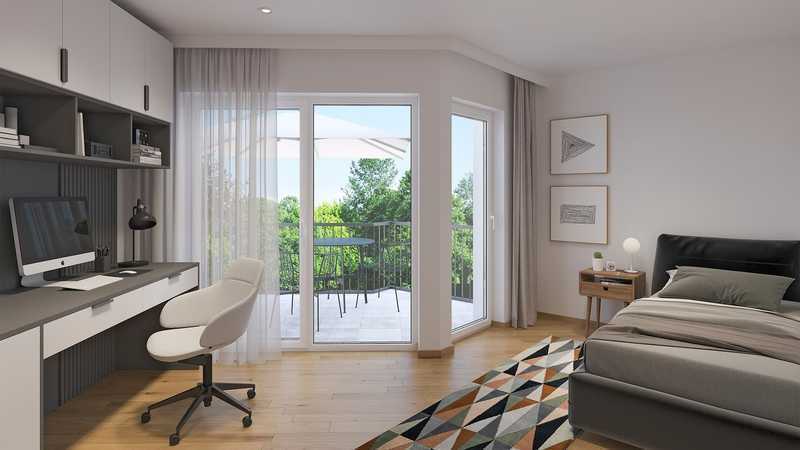 Neubau 2-Zi-WHG 53 mit Einbauküche und Balkon nach Vereinbarung zu vermieten