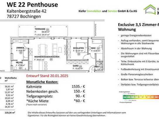 Wunderschöne und Sonnige Neubau Penthouse-Wohnung mit atemberaubender Terrasse zu vermieten!