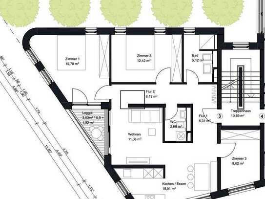 Erstbezug: attraktive 4,5-Zimmer-Wohnung mit EBK und Balkon in Karlsruhe