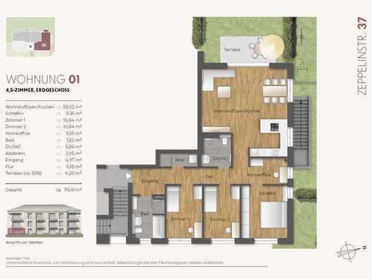 4,5 - Zi. Neubau Erdgeschosswohnung (Whg. 01)