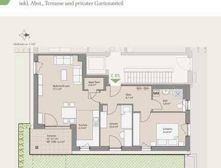 Neubauwohnung: 3 ZKB mit Gartenanteil und Süd-Ost Ausrichtung