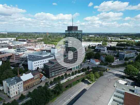 bürosuche.de: Blick über ganz Harburg - Büros im Channel Tower