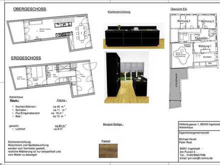 Exklusives 3 Zimmer 93m2 Stadthaus mit Bad und Einbauküche in der Altstadt Ingolstadts - ATELIERHAUS