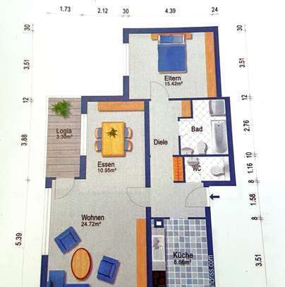 Zentrale 2-3-Zimmer-EG-Wohnung mit EBK und zusätzlichem Raum in Hofheim am Taunus