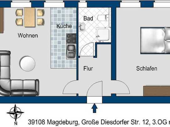 Zentrumsnah - 2 Zimmer in begehrter Lage