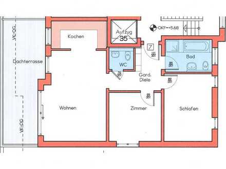 Neubau/Erstbezug! 3-Zi.-DG-Wohnung mit Aufzug in bester Lage von Jügesheim