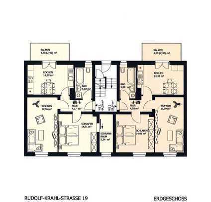 2-Zimmer-Hochparterre-Wohnung mit Balkon und Wohnküche