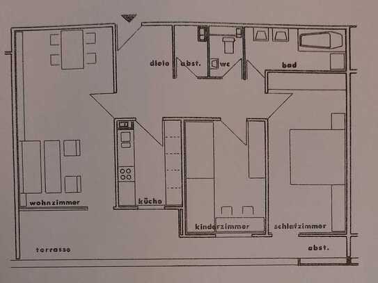 3-Zimmerwohnung mit Balkon und Küche - 1050€ kalt inkl. Garage - 81qm