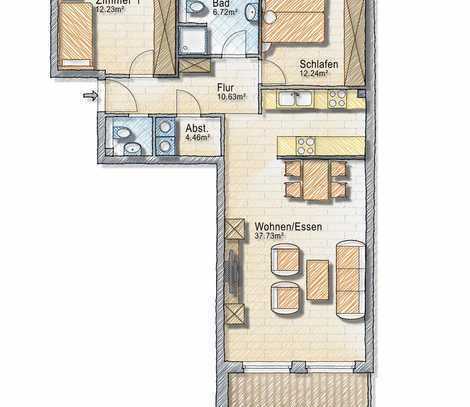 Schöne 3 Zimmerwohnung mit Loggia zu vermieten