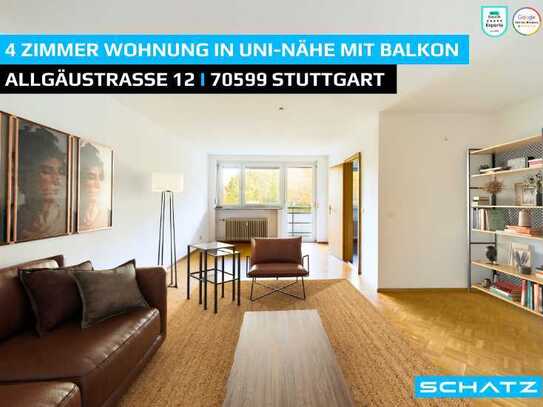 🏡Charmante 4-Zi-Wohnung mit Balkon und Blick ins Grüne & Tiefgaragenstellplatz