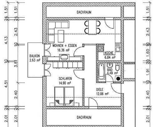 Kleine gemütliche 2 Zimmer Dachgeschosswohnung zu vermieten