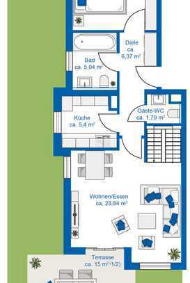 3-Zimmer-EG-Wohnung mit EBK in München Fasangarten