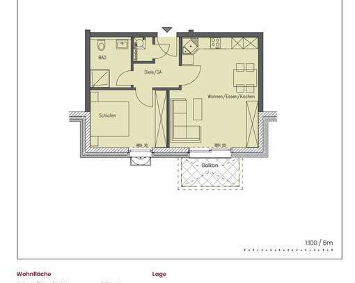 Neubauwohnung mit Balkon und EBK: Stilvolle 2-Zimmer-Wohnung mit geh. Innenausstattung