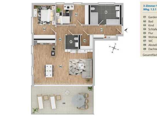 3-Zimmer- PENTHOUSE-Wohnung