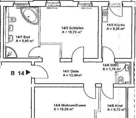 --- 3-Raum-Wohnung im 2. Obergeschoss - Balkon an der Küche - großes Bad mit Wanne / Dusche ---