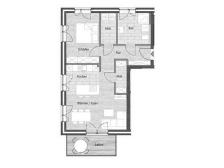 Großzügige 2-Zimmer-Wohnung mit Balkon und Einbauküche in Oeversee