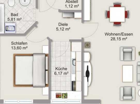 Moderne 2-Zimmer Wohnung mit Süd-Ausrichtung