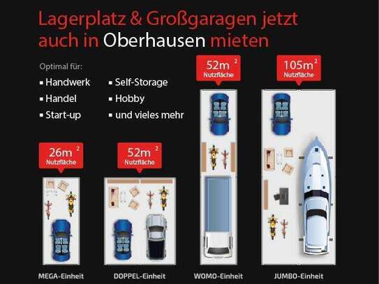 MEGA XXL- Garagen | Großgaragen | Lagerplatz | 26m² - 104m²