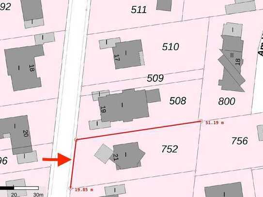 Hollenders Immobilien: 1000m2 Süd-West Baugrundstück -mit Altbestand-in Bestlage