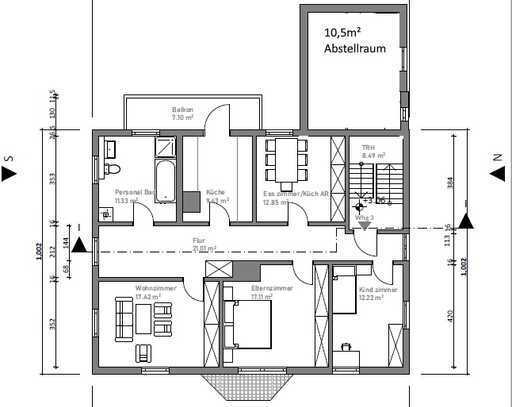 Moderne , attraktive 4-Zimmer-Wohnung in Steinbach mit Badewanne und Dusche