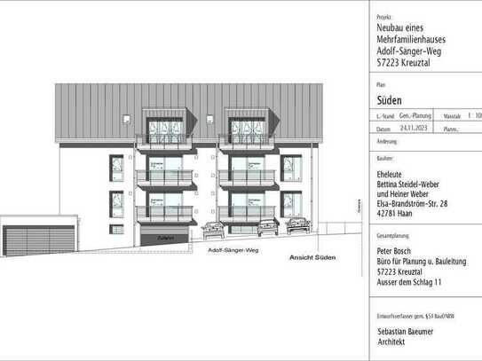 Neubau-Erstbezug: moderne, hochwertige 3 Zi. Wohn. 1. OG ruhige, zentrale und sonnige Lage Kreuztal