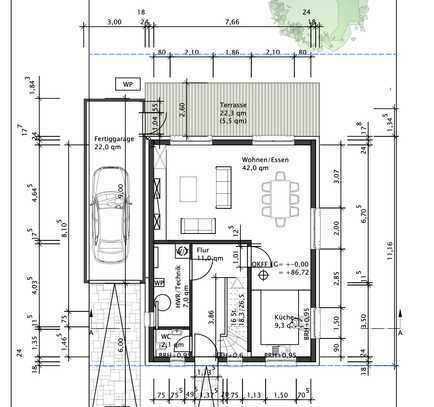 NEUBAUPROJEKT: Einfamilienhaus mit Garage auf einem Grundstück in "Südlage"