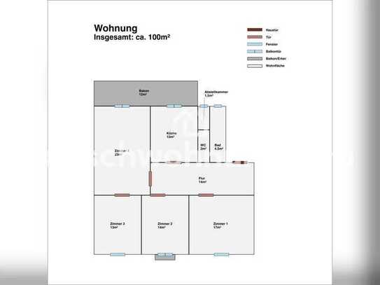 Tauschwohnung: 4ZKDBB ,98 m2, großer Balkon, Neuehrenfeld, 1079 Warm