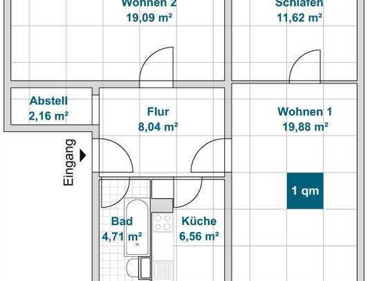 Großzügig geschnittene 3-Raumwohnung mit Abstellraum!